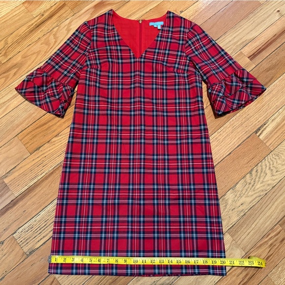 Draper James Angie Red Check/Plaid Ruffle Sleeve Shift Dress Women’s Size 2 - Picture 14 of 15